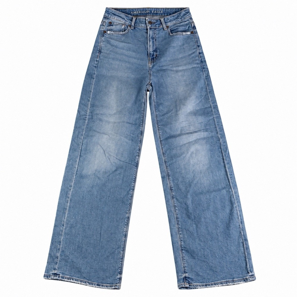 American Eagle Super High Rise Baggy Wide Leg Jeans Women's 00 EUC